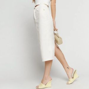 Reformation Jayde High Rise Denim Midi Skirt SIZE 23